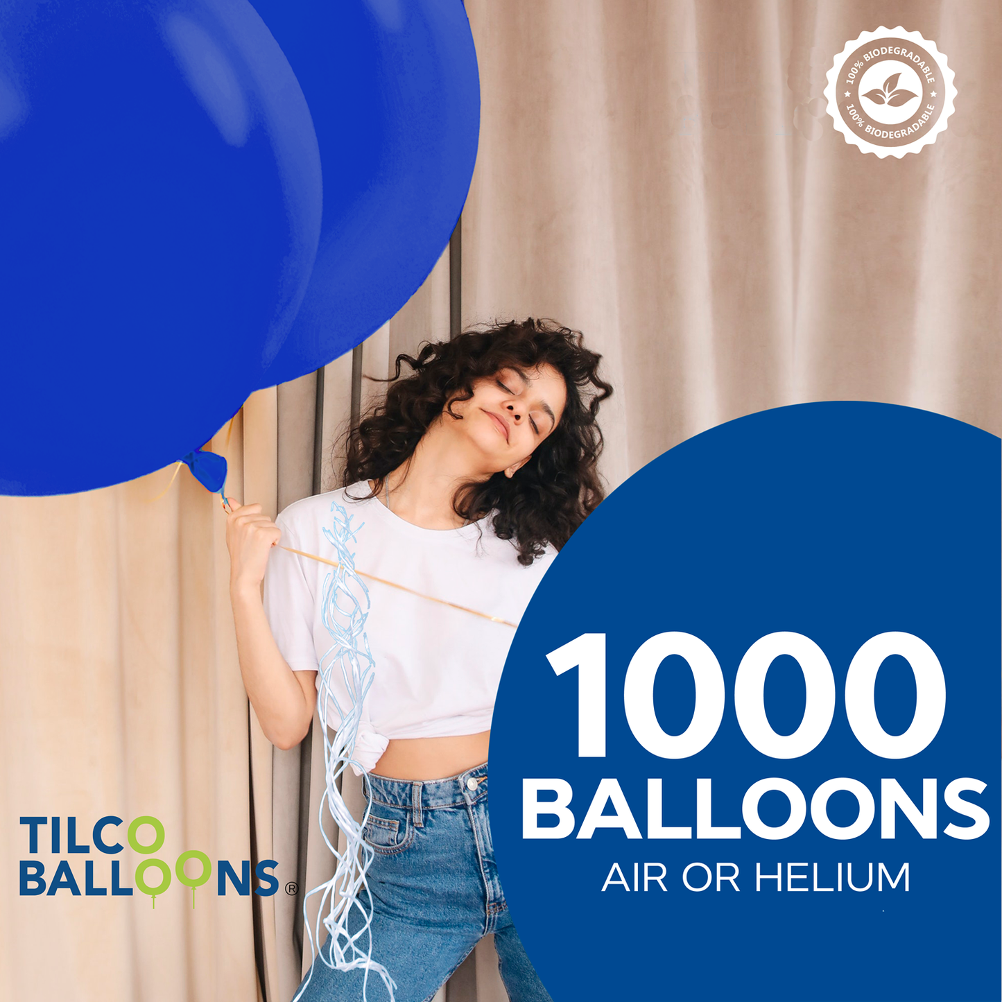 1000 Blue Balloons for air or helium