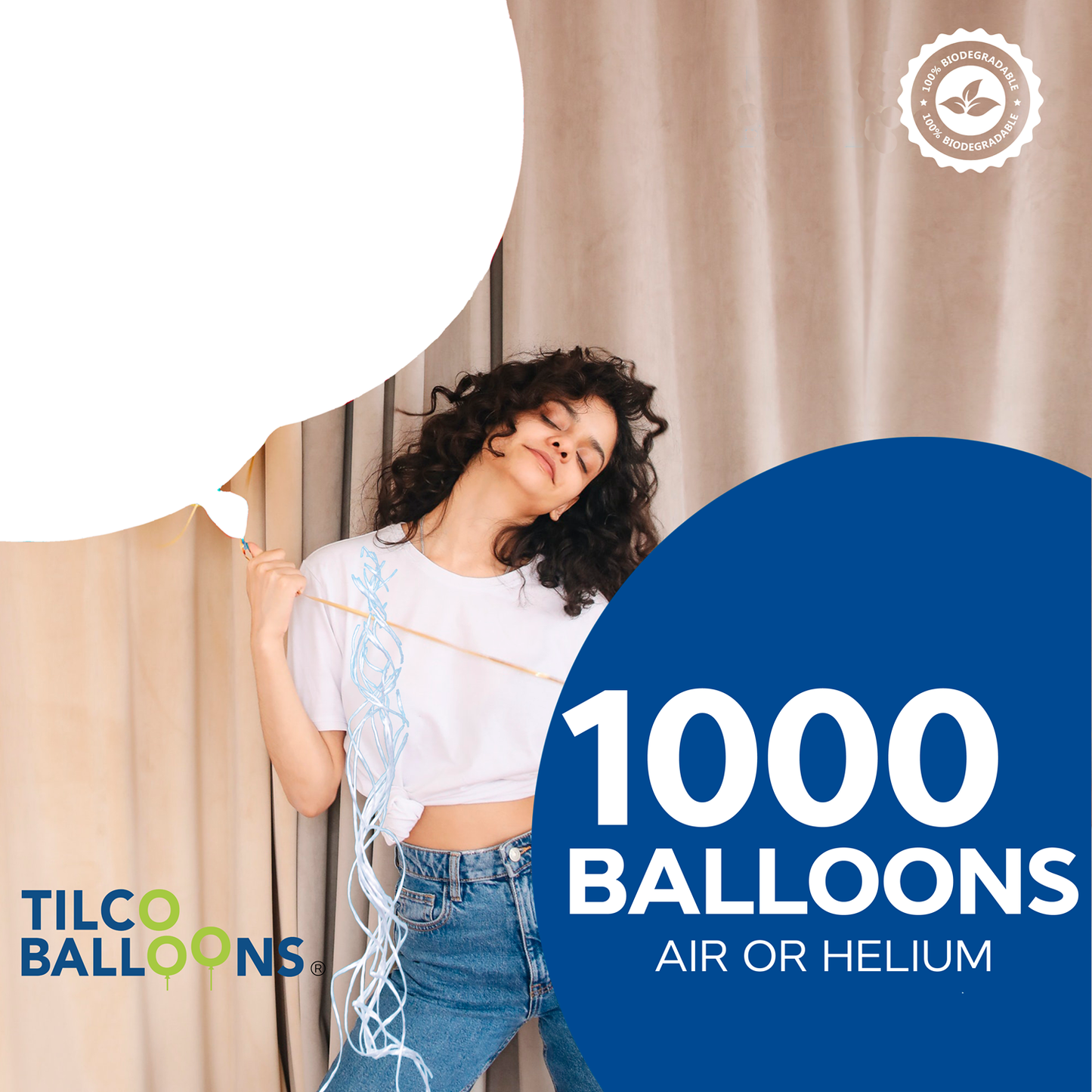 1000 White Balloons for air or helium