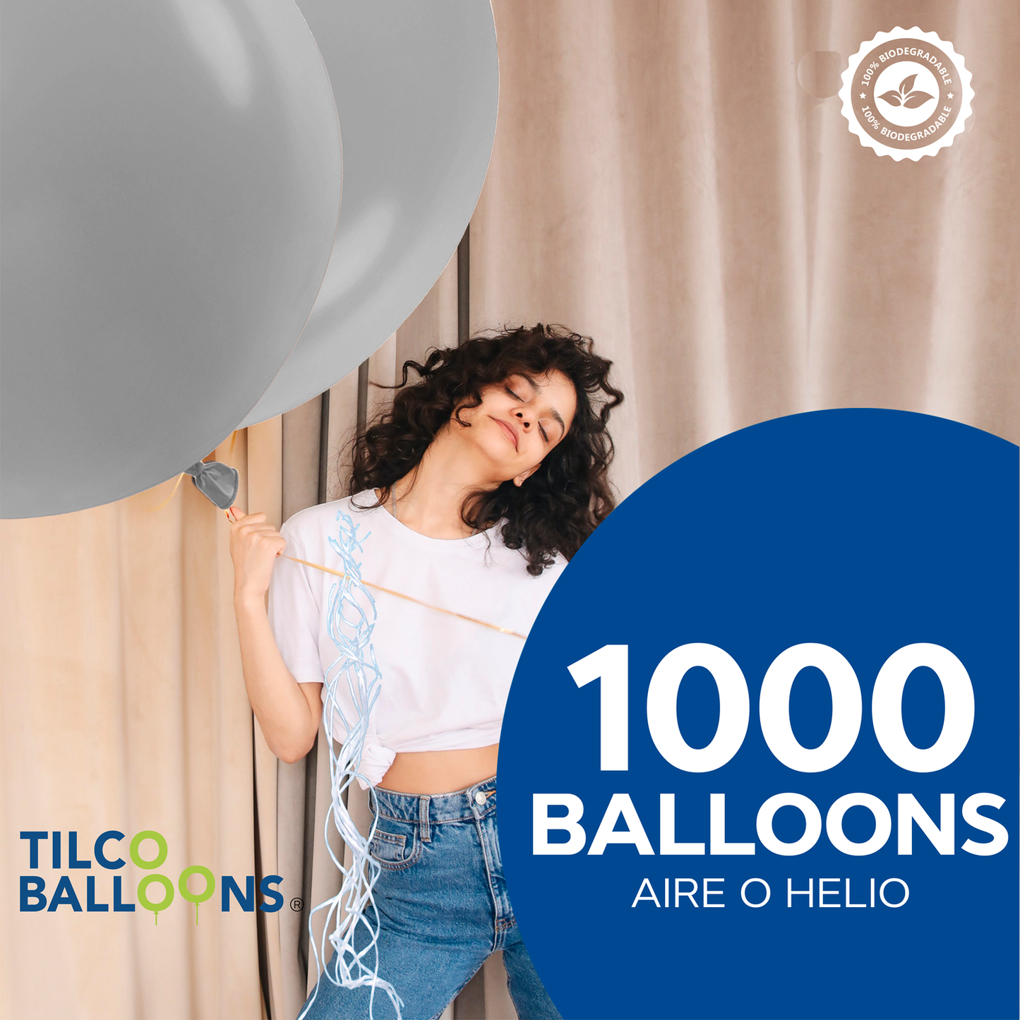 1000 Silver Balloons for air or helium
