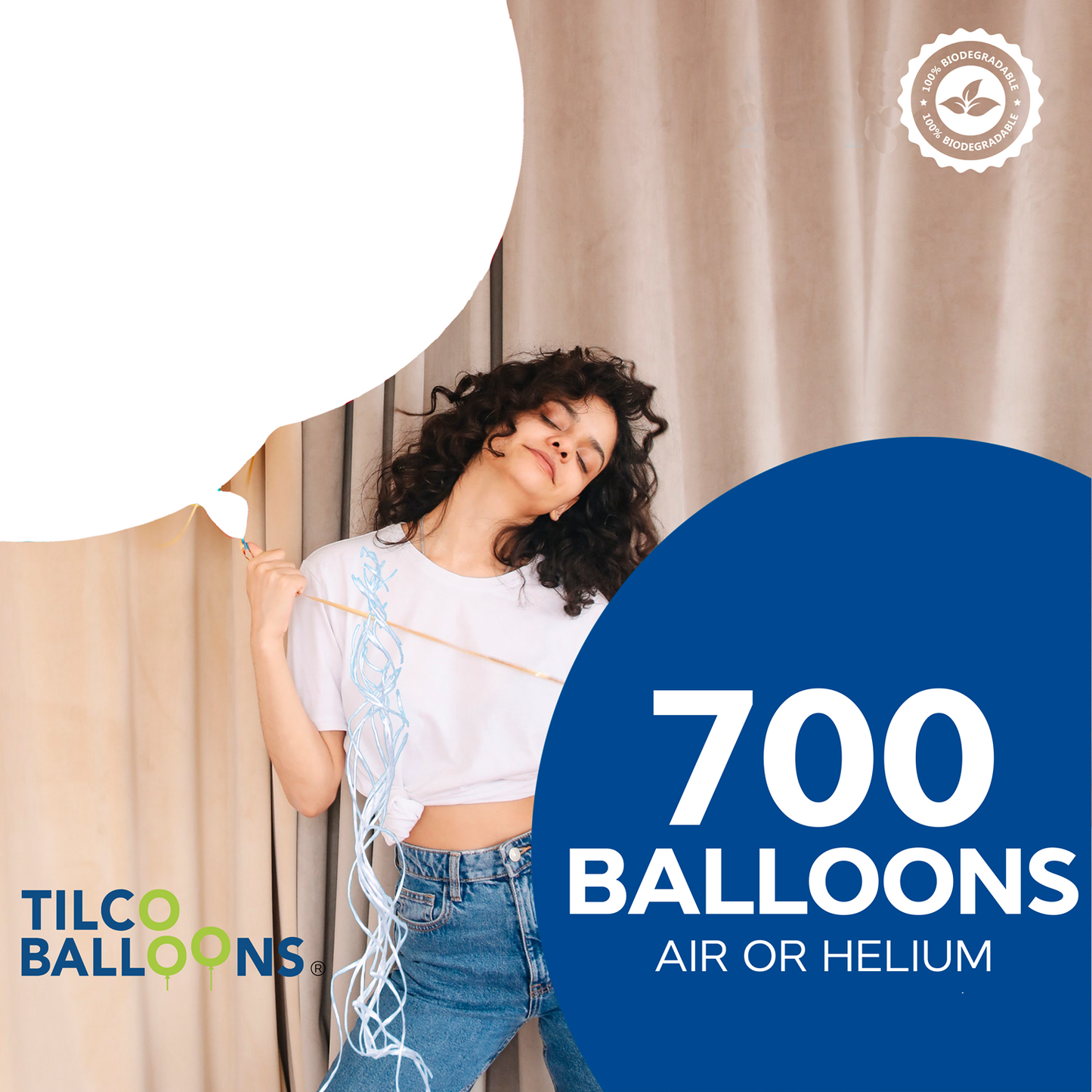 700 White Balloons for air or helium