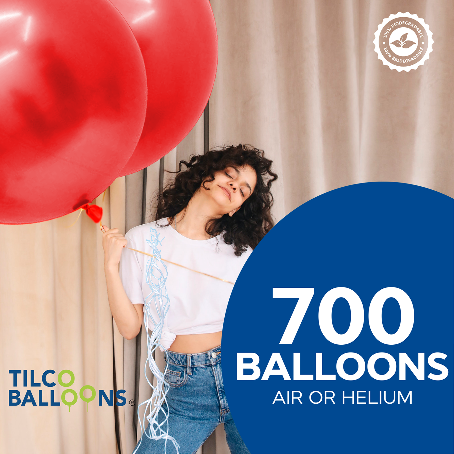 700 Metallic Red Balloons for air or helium