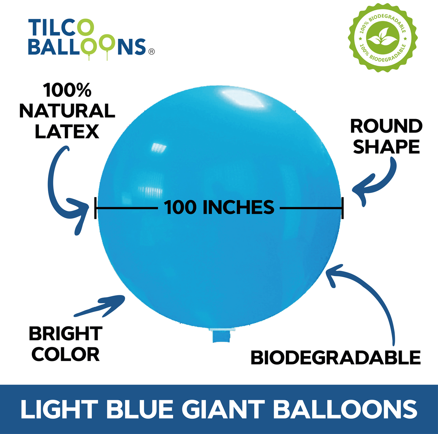 100 inch Giant Sky Blue Balloons (20pcs)
