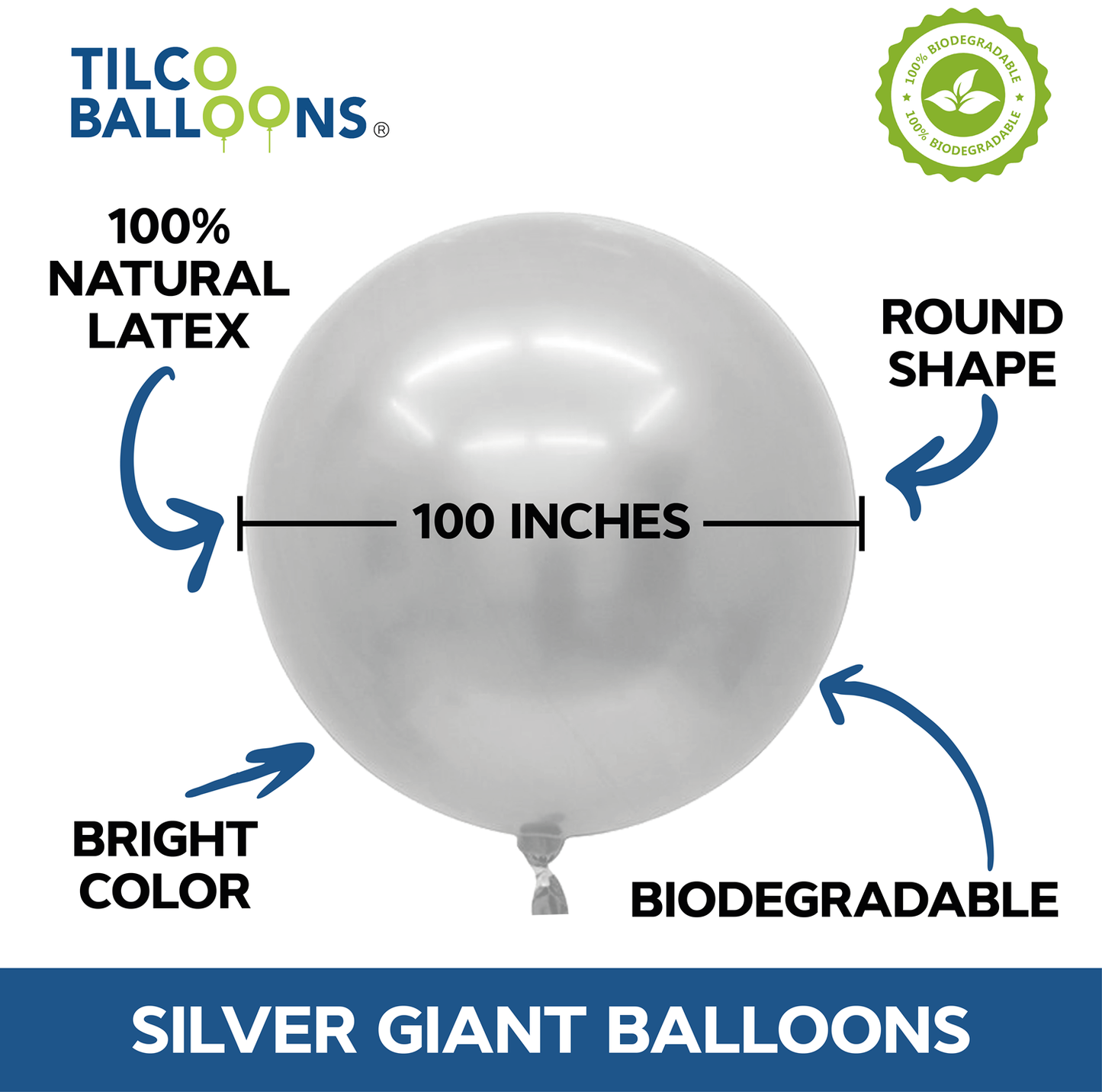 100 inch Giant Silver Balloons (20pcs)