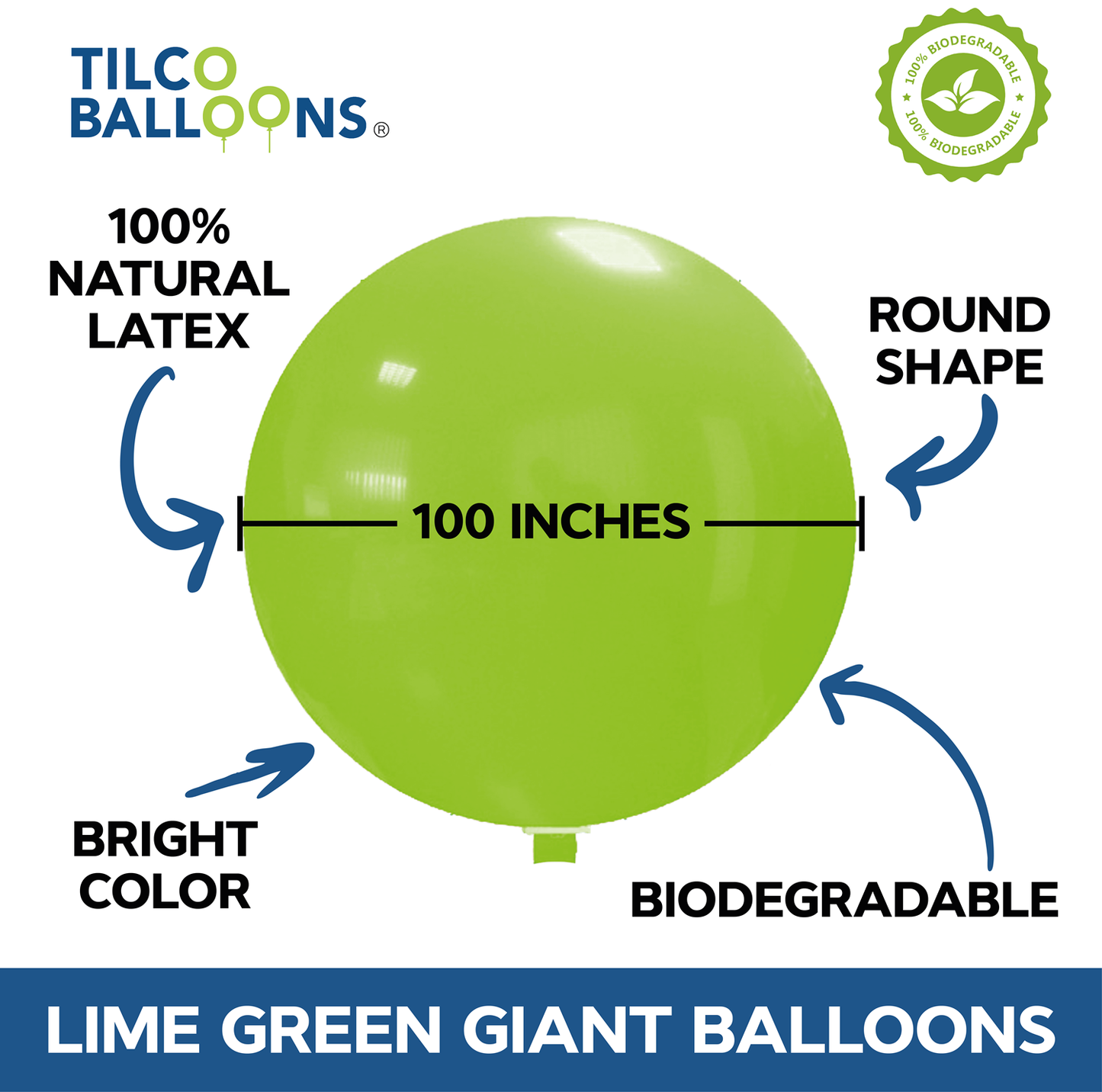 100 inch Giant Lime Green Balloons (20pcs)