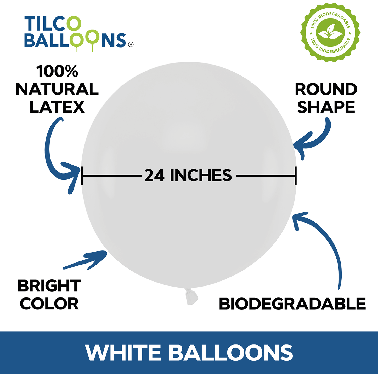 24 inches white balloons