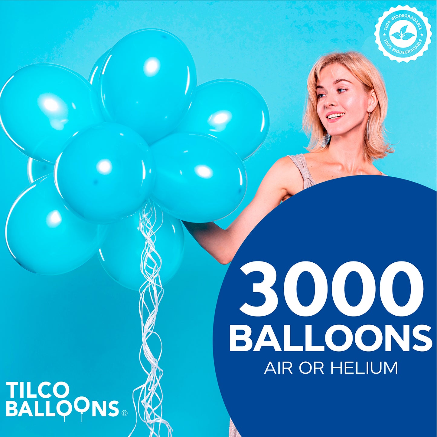 3000 sky blue balloons for air or helium