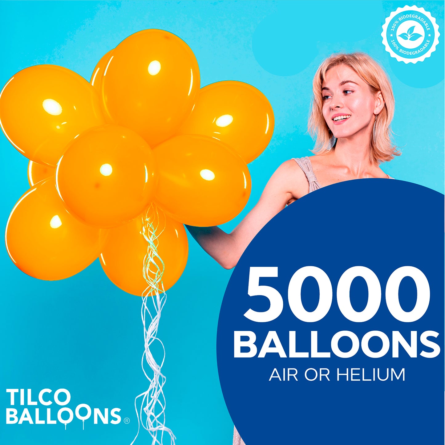 5000 9" bright orange wholesale balloons form air or helium