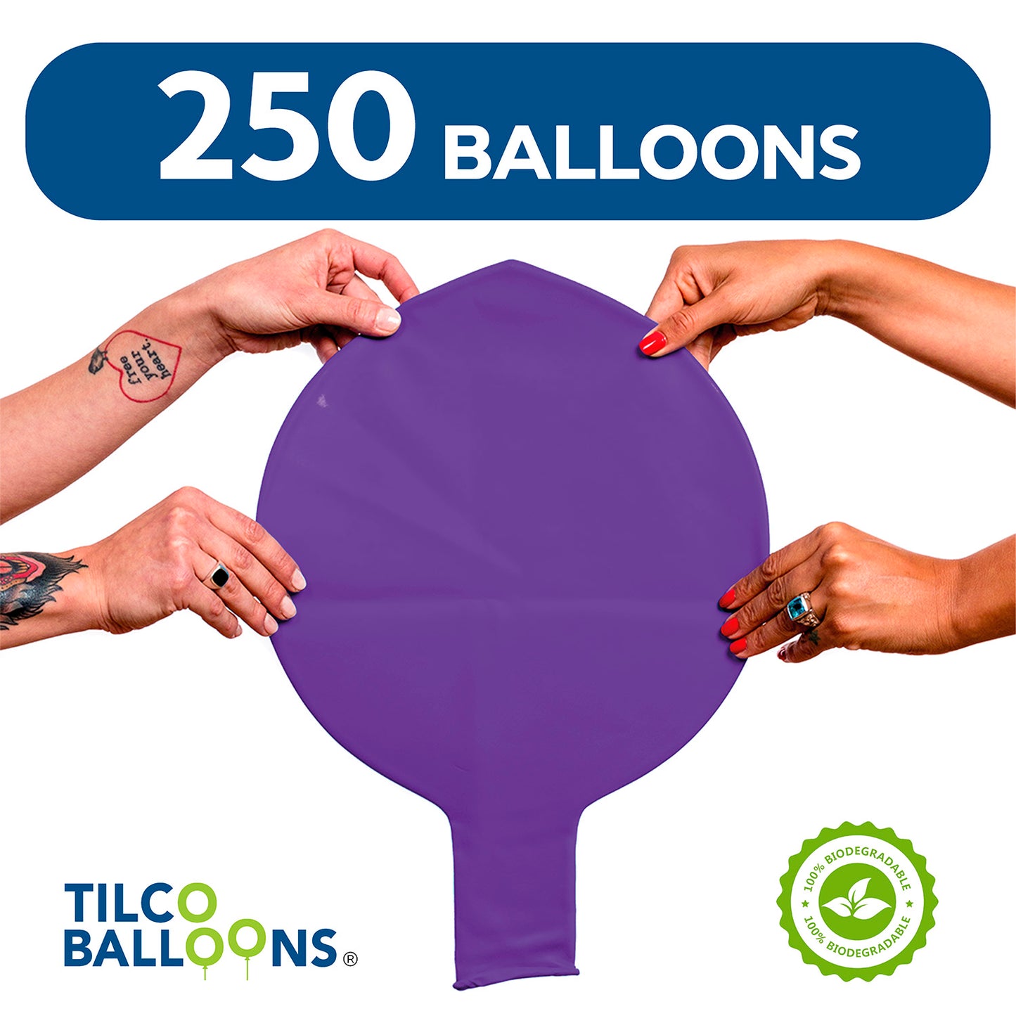 250 40" Bright Purple Biodegradable Balloons Quantity