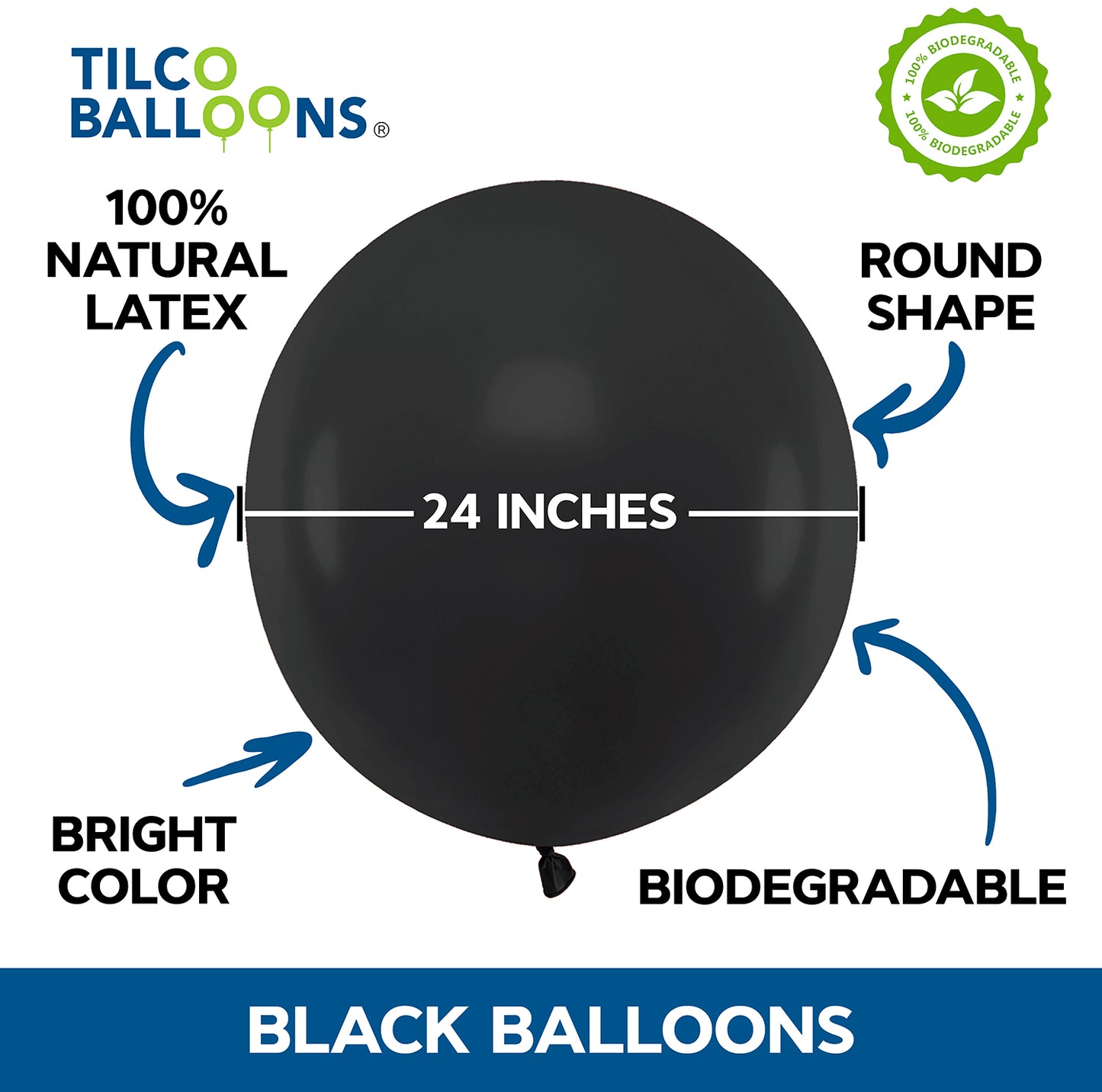 24" Inch Black Balloon