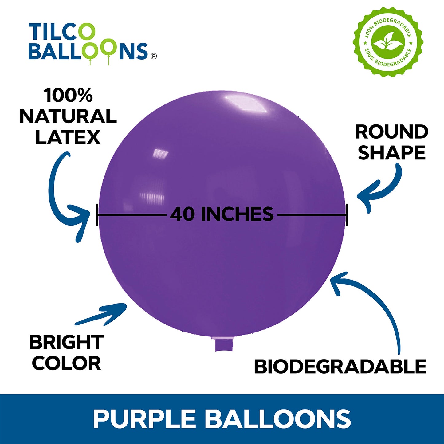 40" Bright Purple Biodegradable Balloons Description