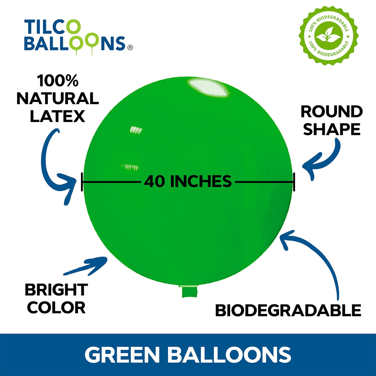 40" Forest Green Biodegradable Balloons Description