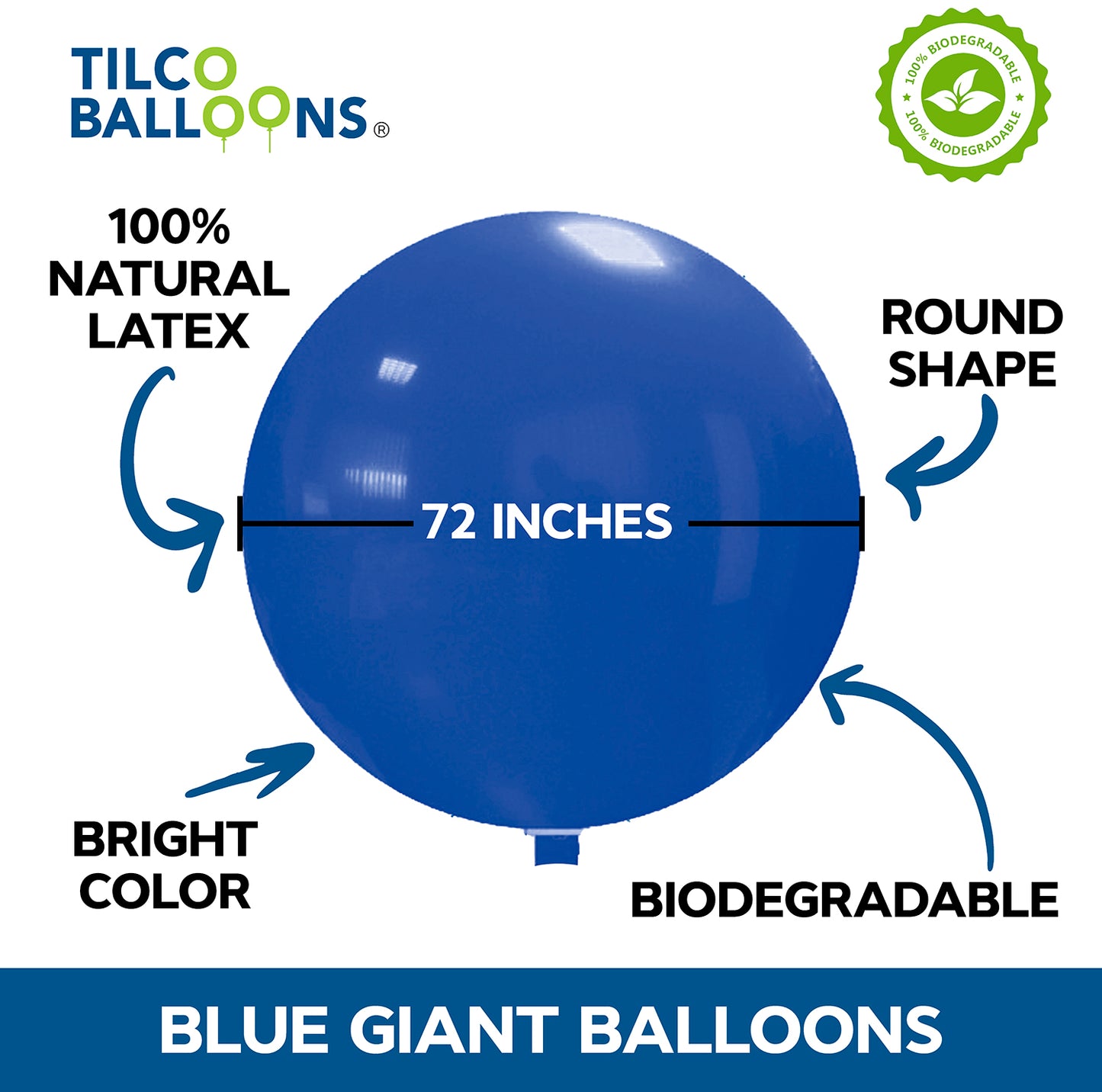 72" giant royal blue wholesale balloon technical information