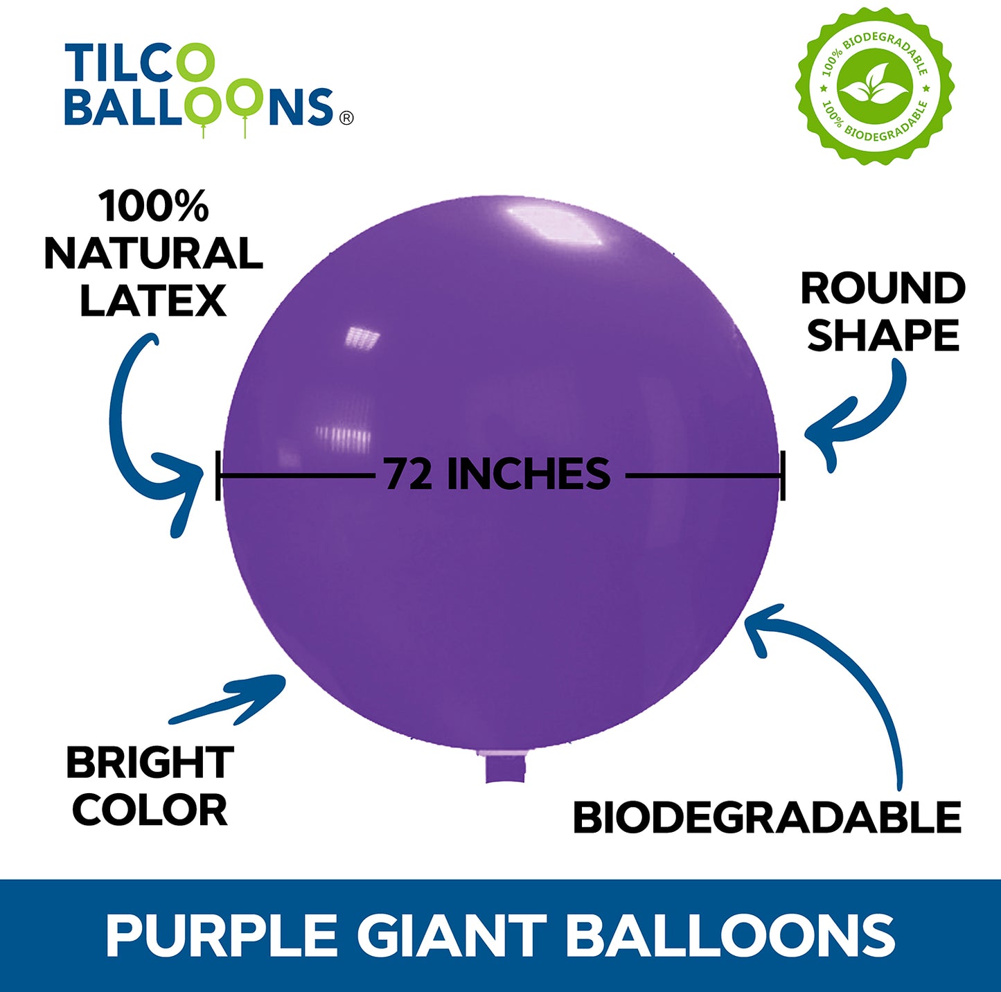 72" giant bright purple wholesale balloon information