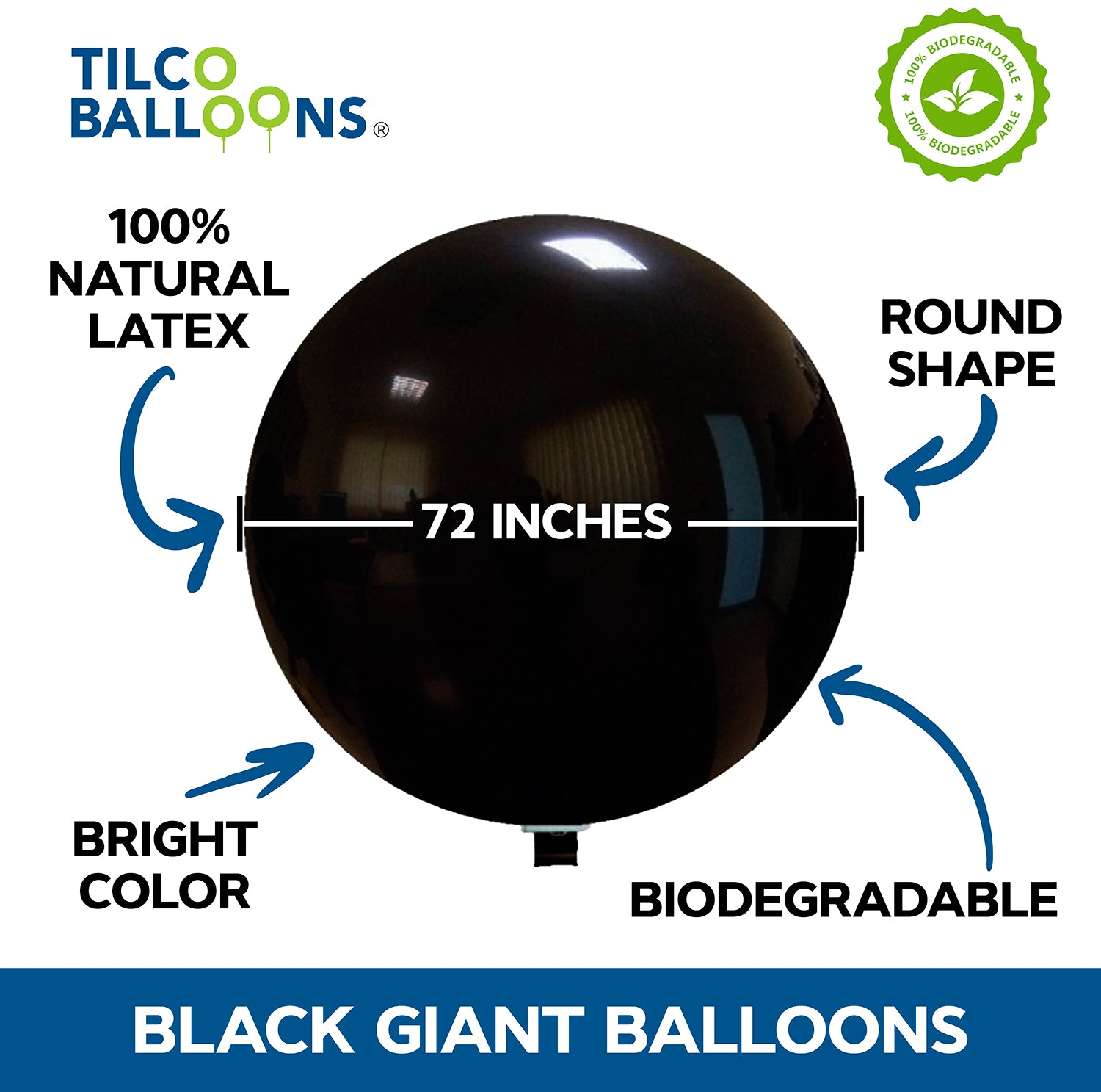 72" giant jet black wholesale balloon information