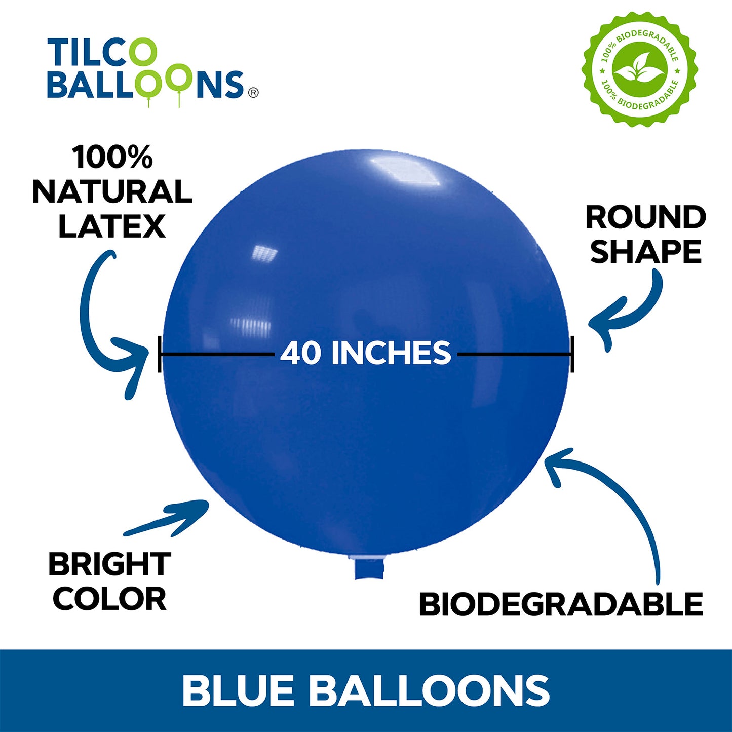 40" Royal Blue Biodegradable Balloons description