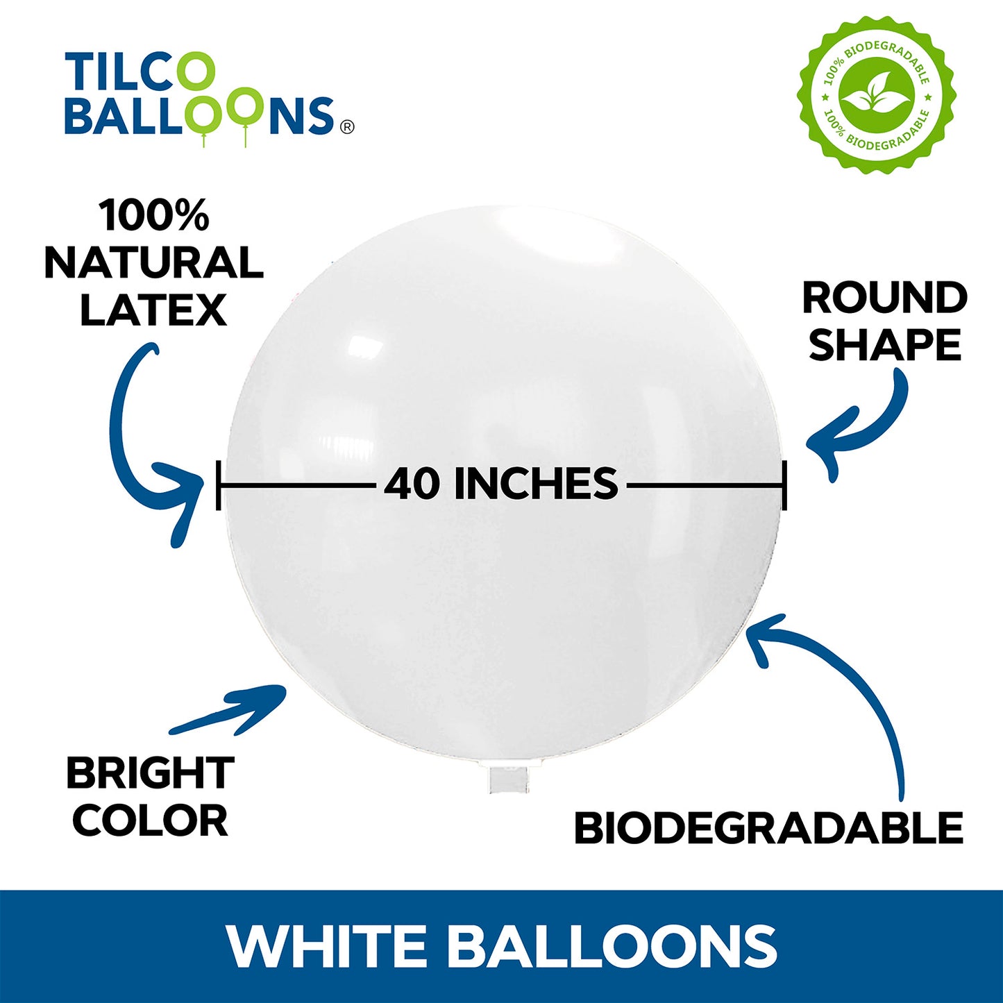 40" Snow White Biodegradable Balloon Description