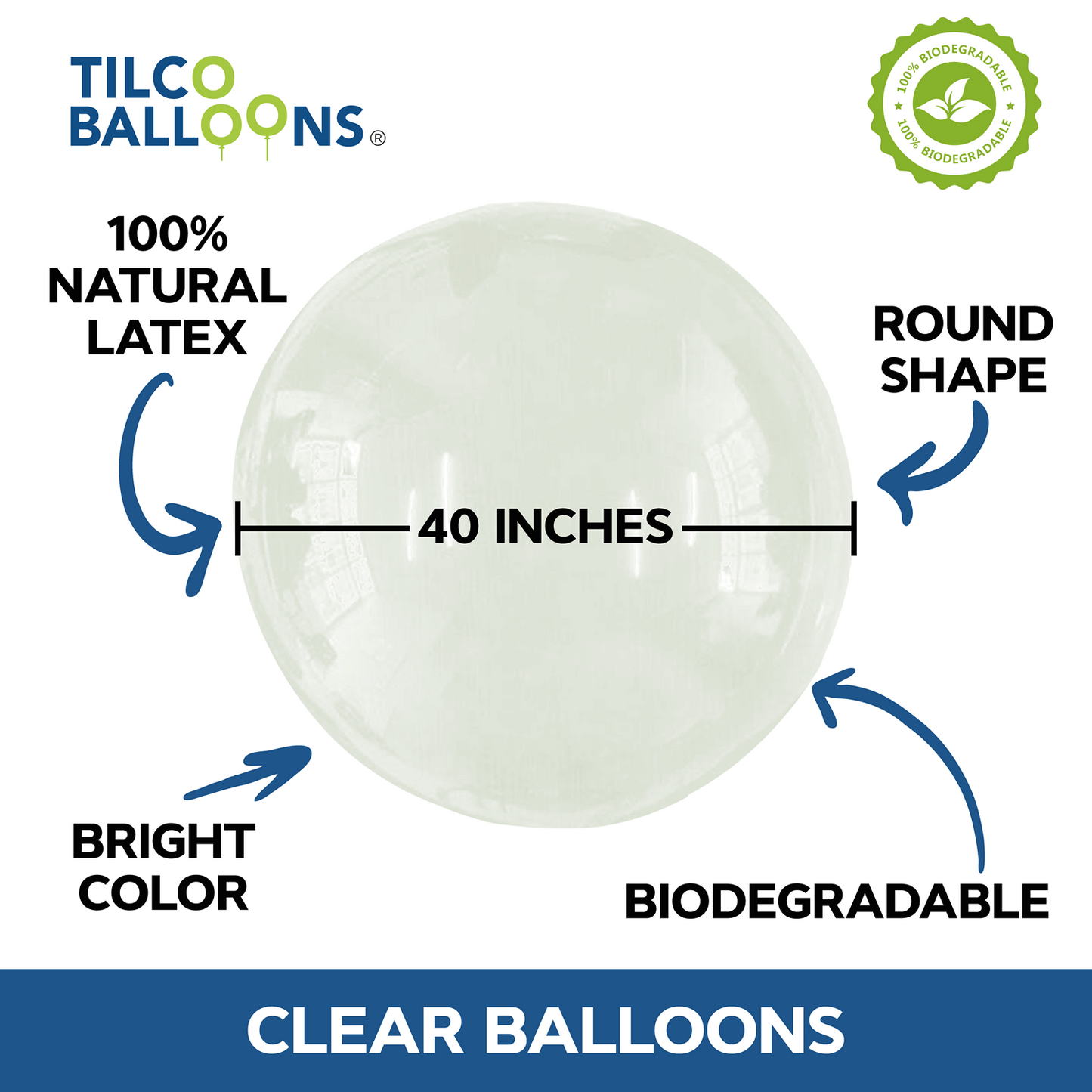 40 inch Clear Latex Balloons (250pcs)