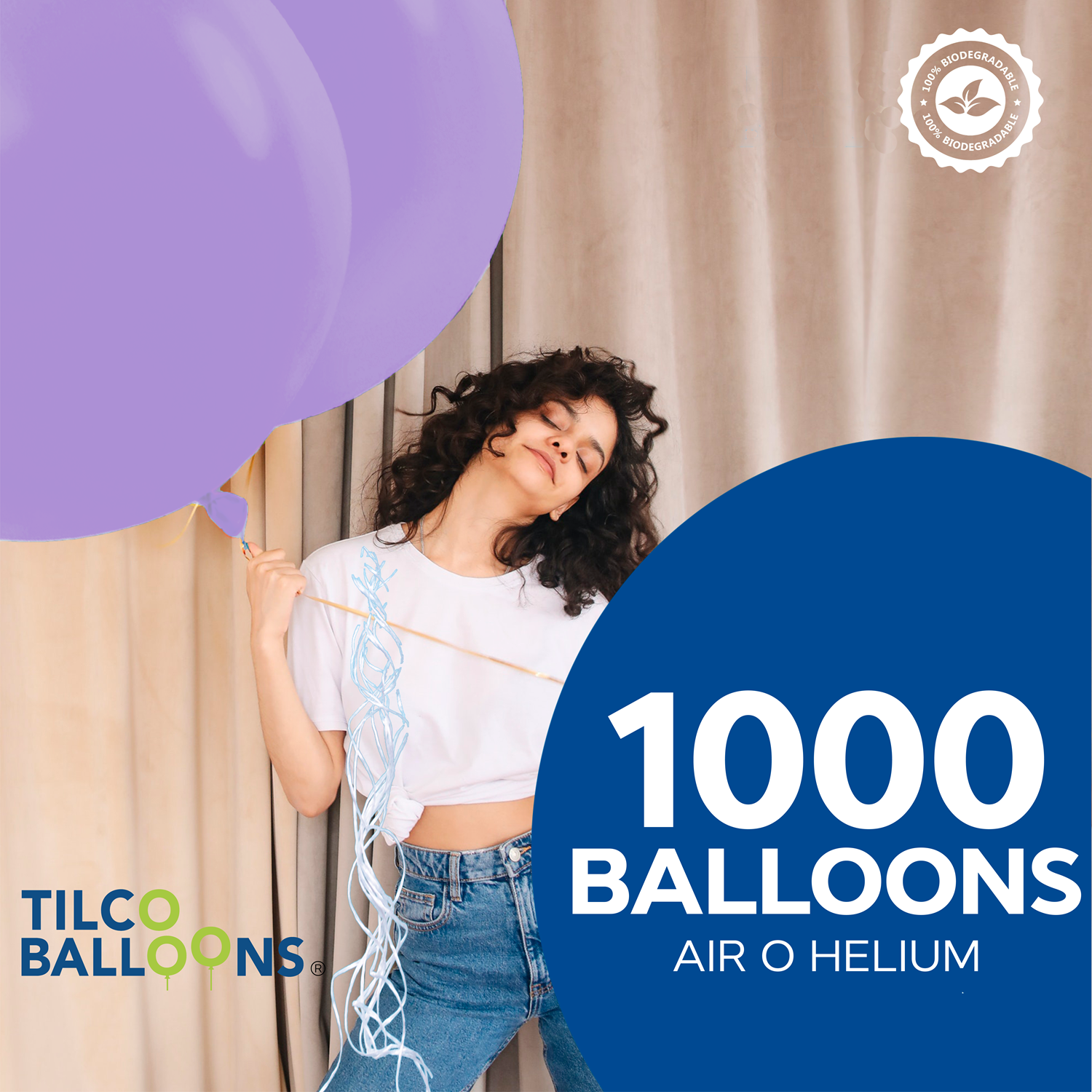 1000 Lilac Balloons for air or helium