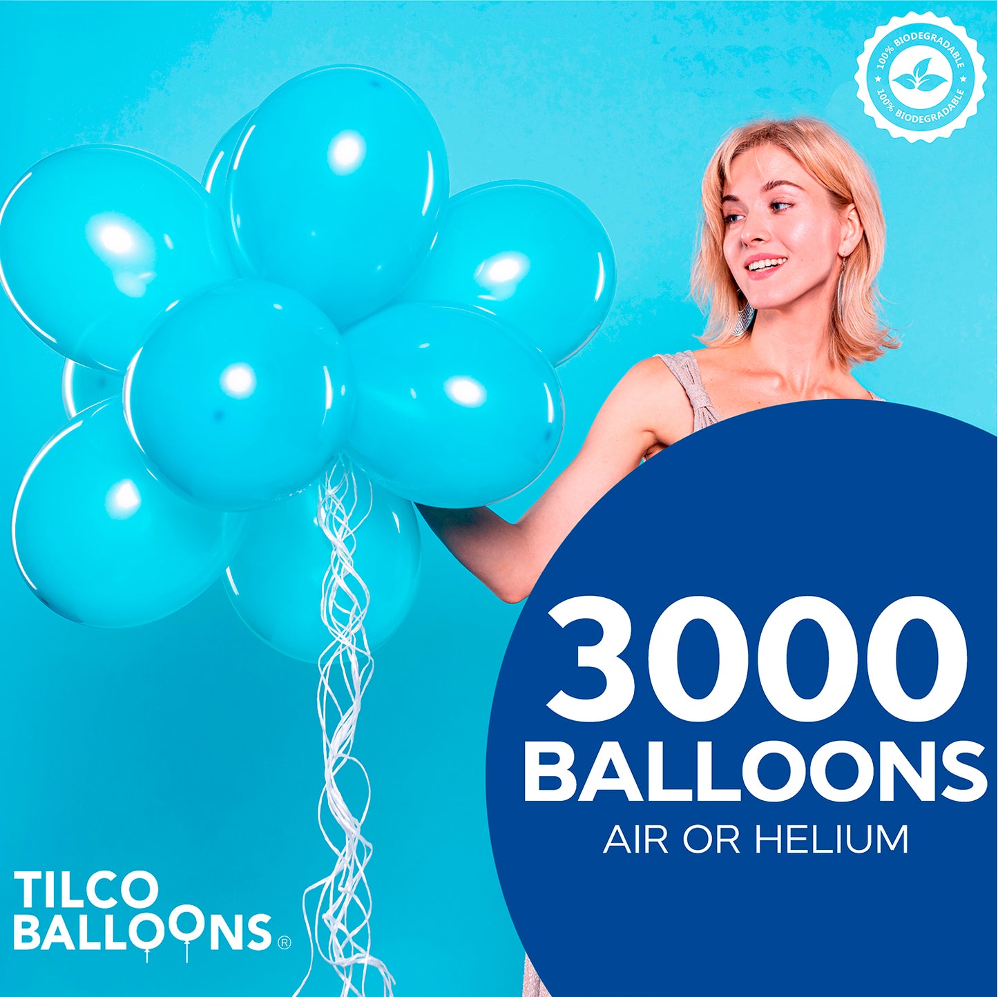 3000 sky blue balloons for air or helium