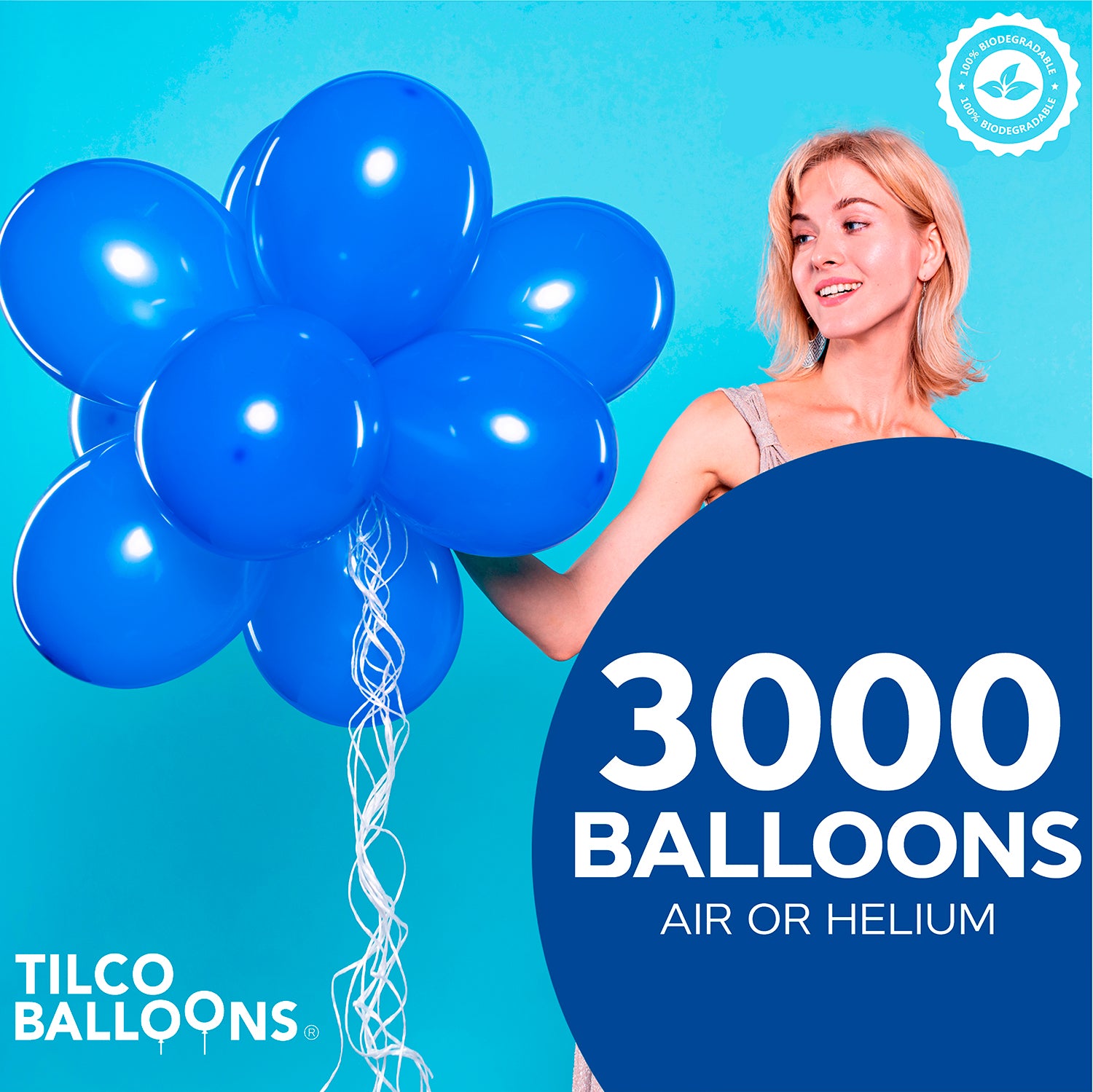 3000 Blue Balloons for air or helium