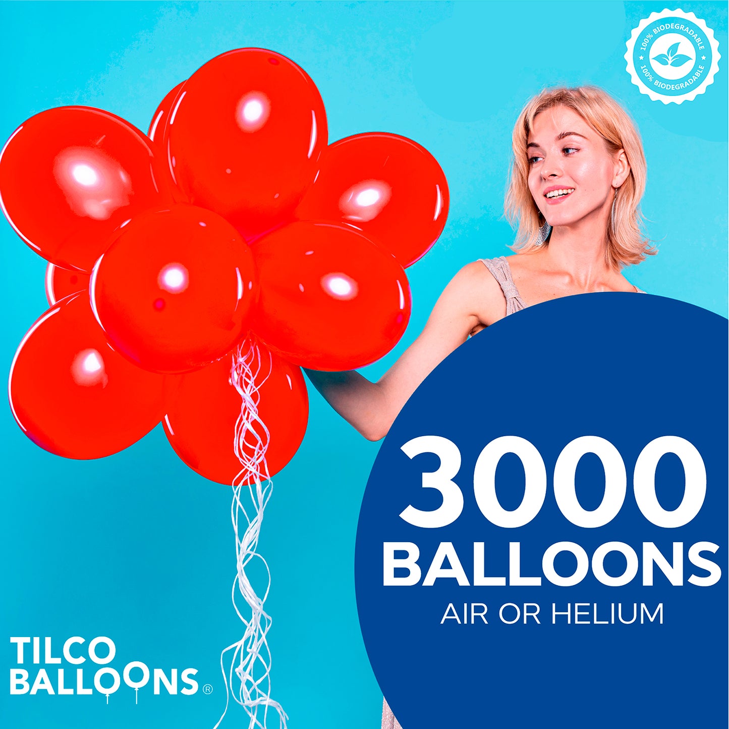 3000 scarlet red balloons for air or helium