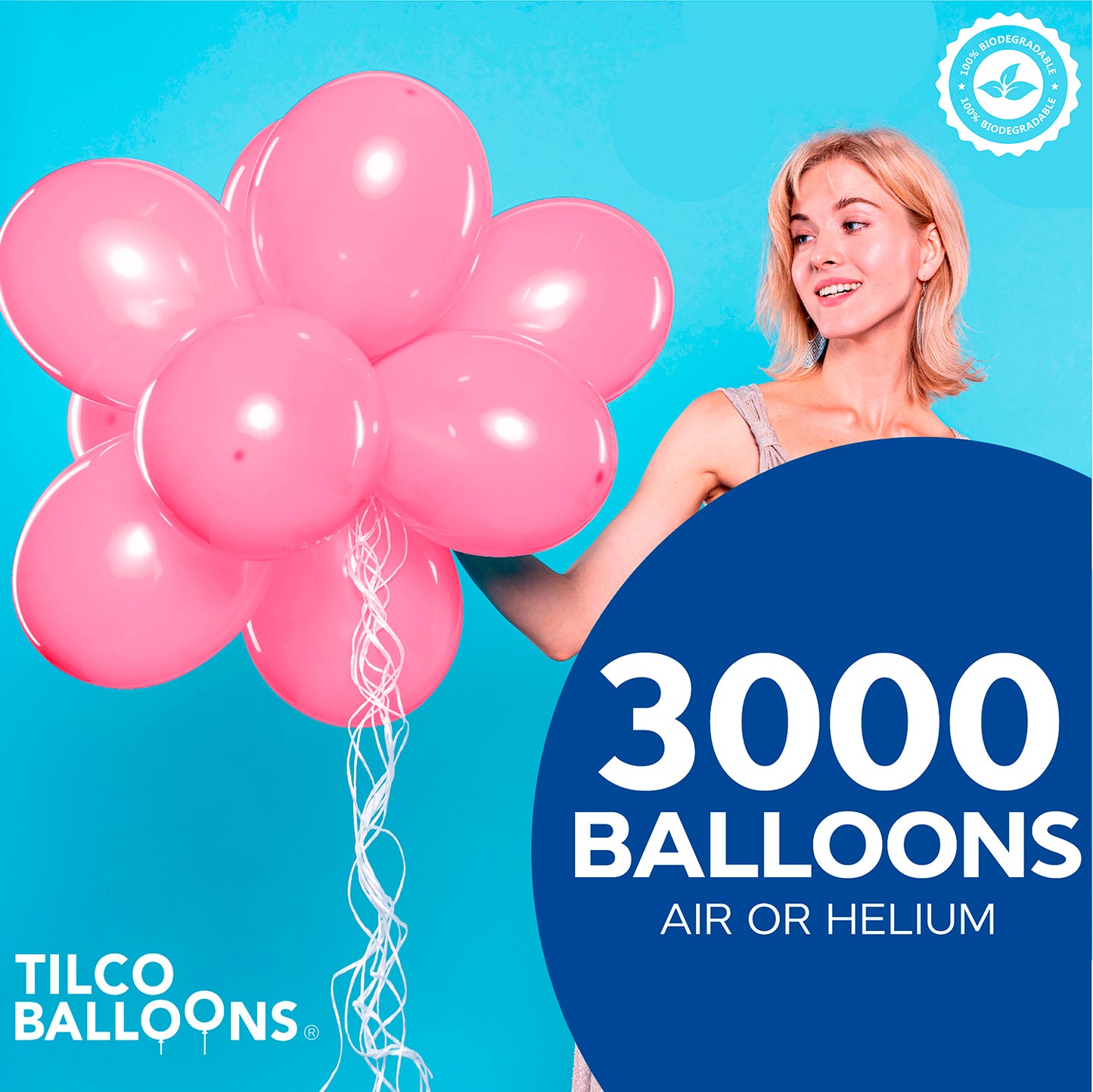 3000 flamingo pink balloons for air or helium