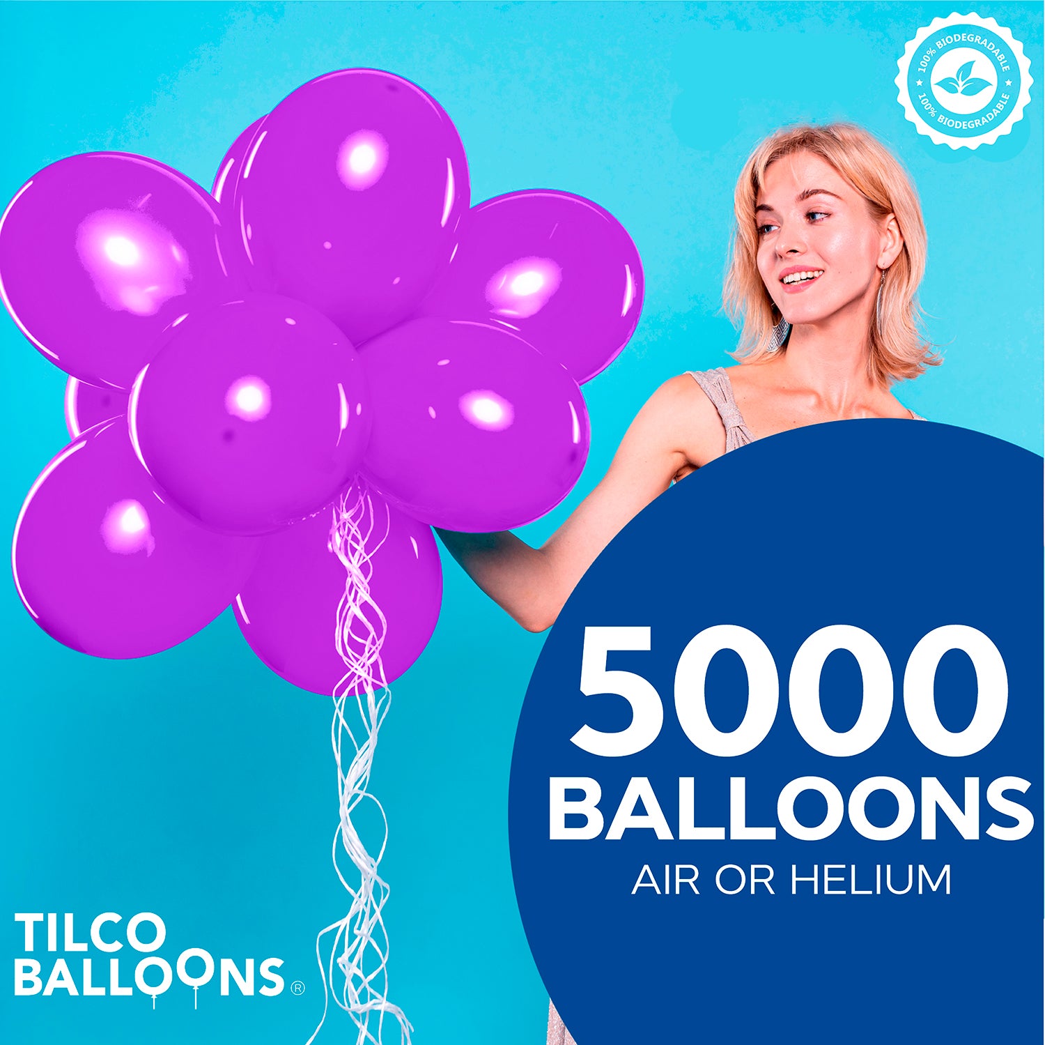 5000 9" bright purple wholesale balloons for air or helium