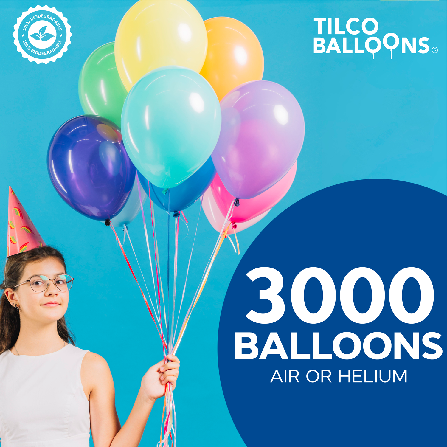 3000 assorted balloons for air or helium