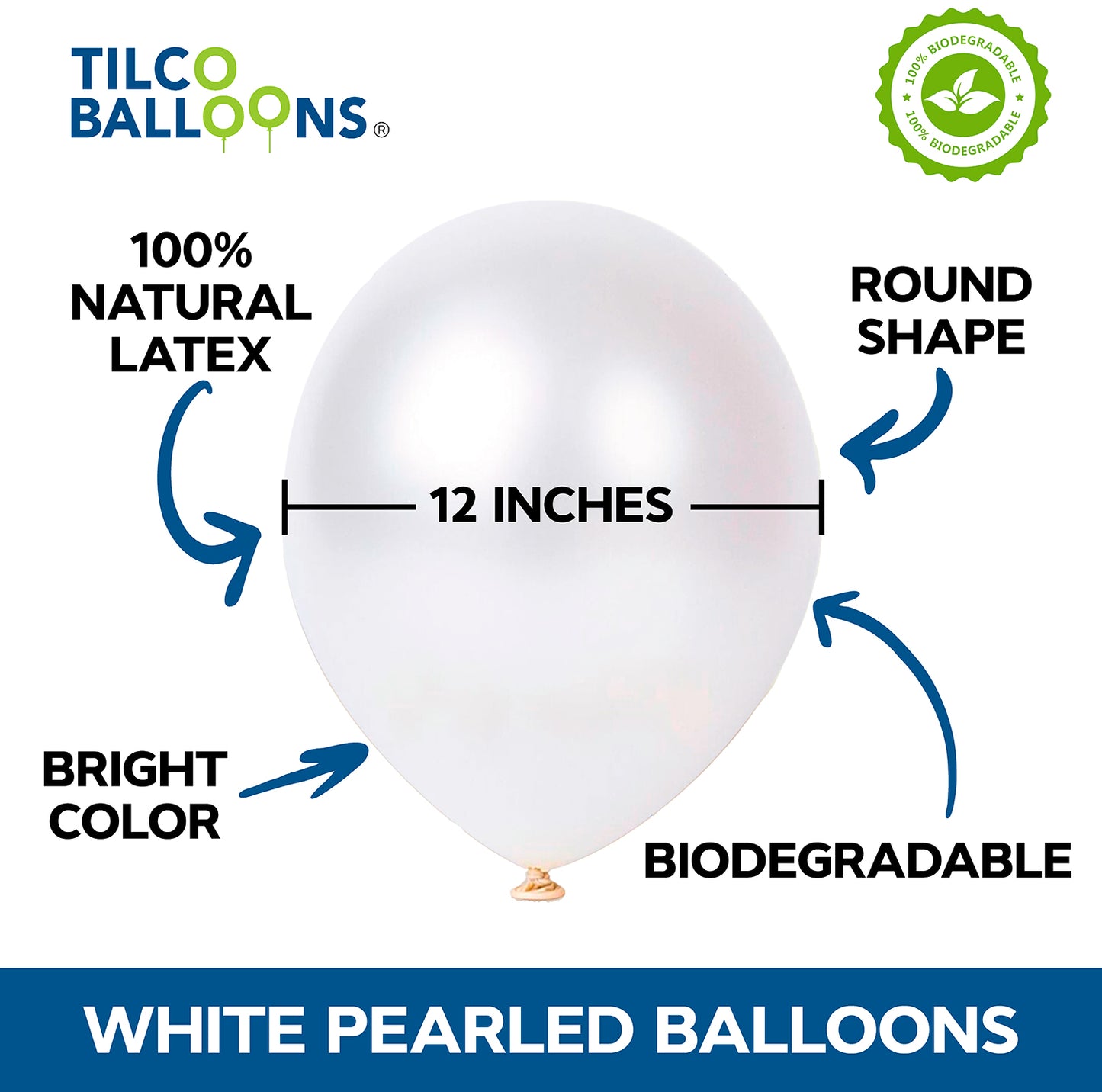 12 Inch White Pearled Balloon