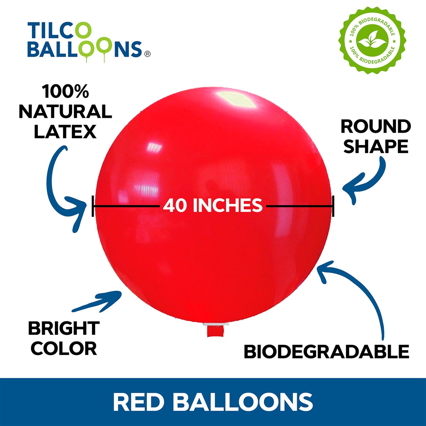 40" Scarlet Red Biodegradable Balloon Description