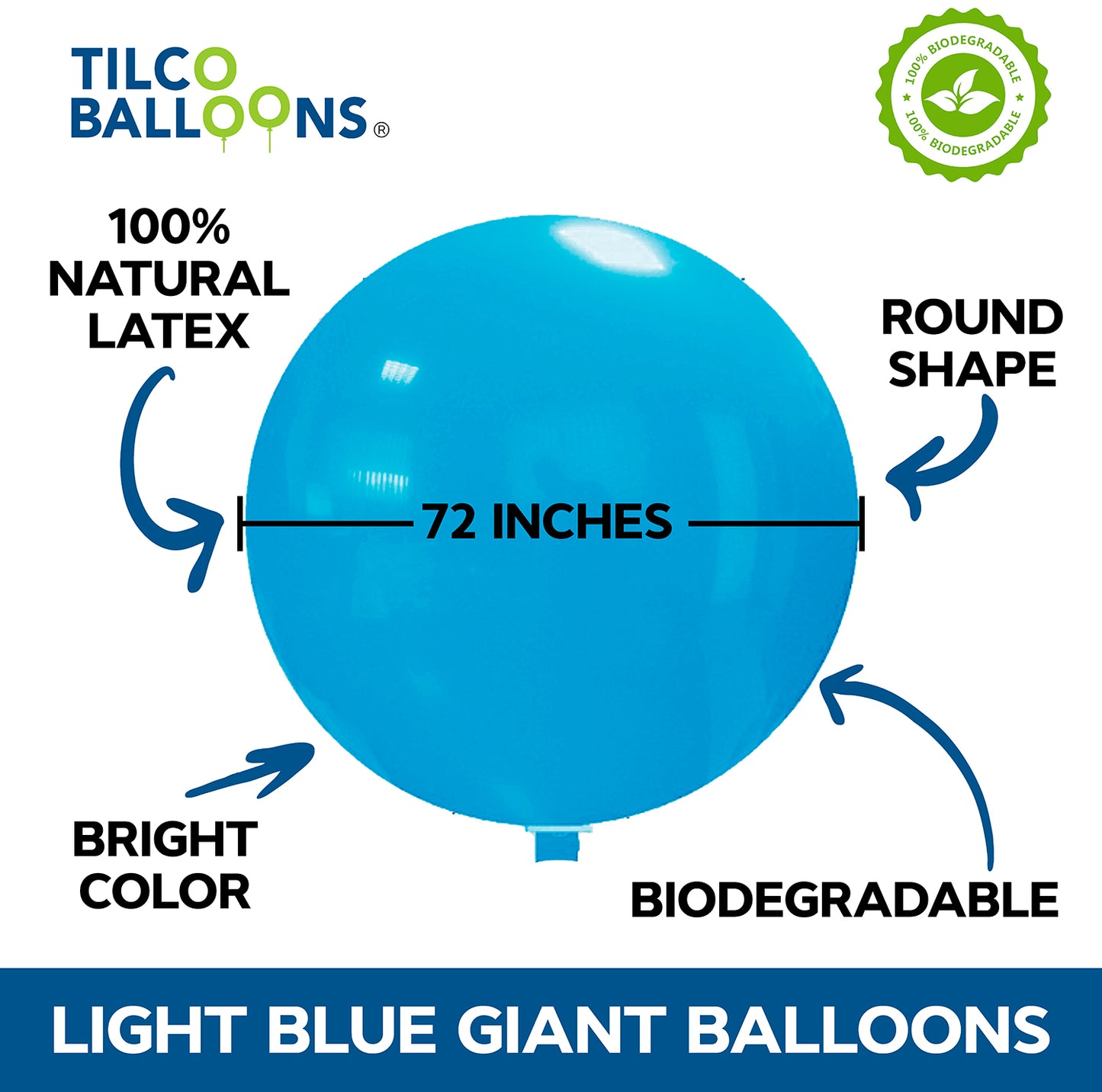 72" giant sky blue wholesale balloon information
