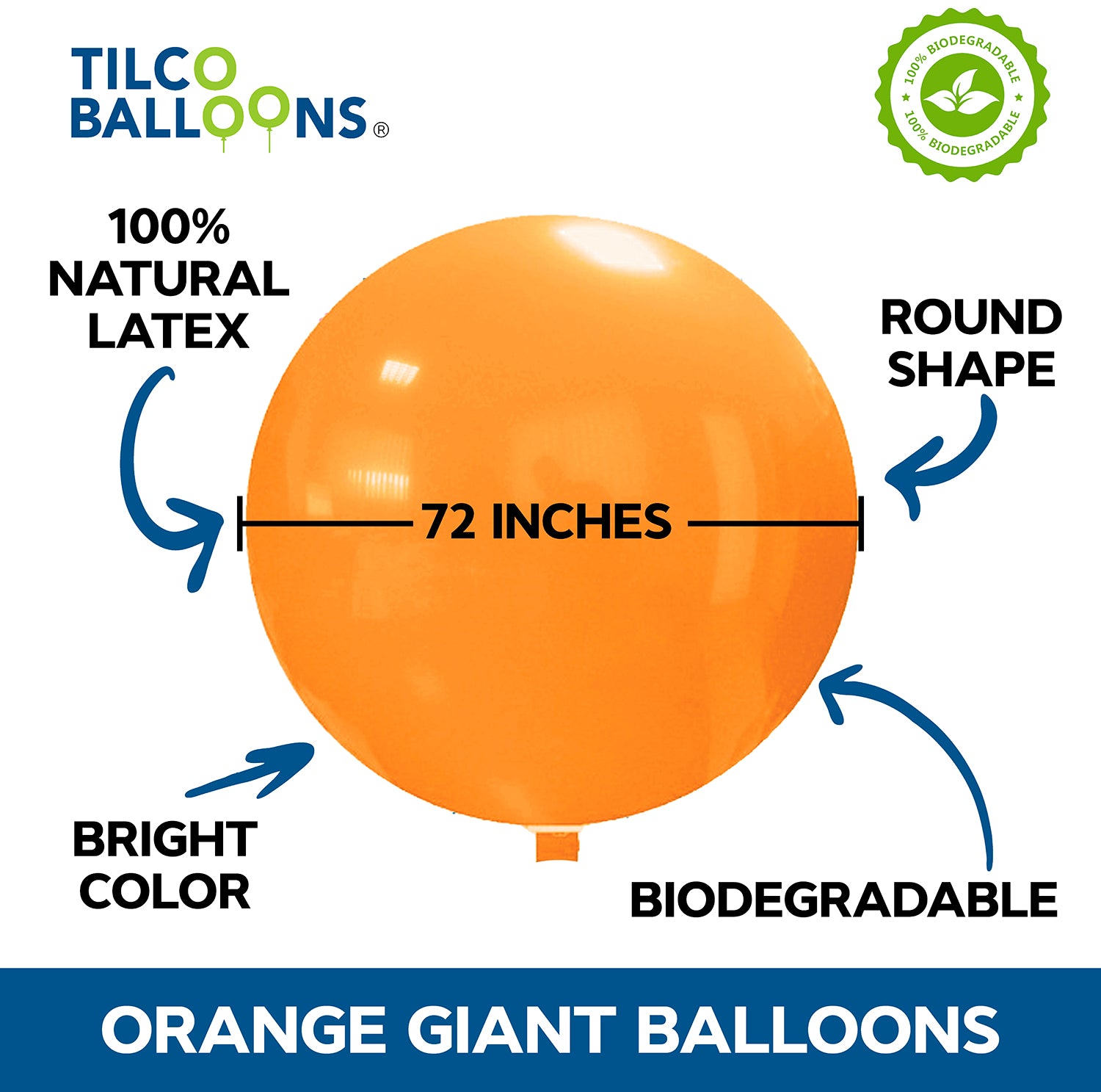 72" giant bright orange wholesale balloons description