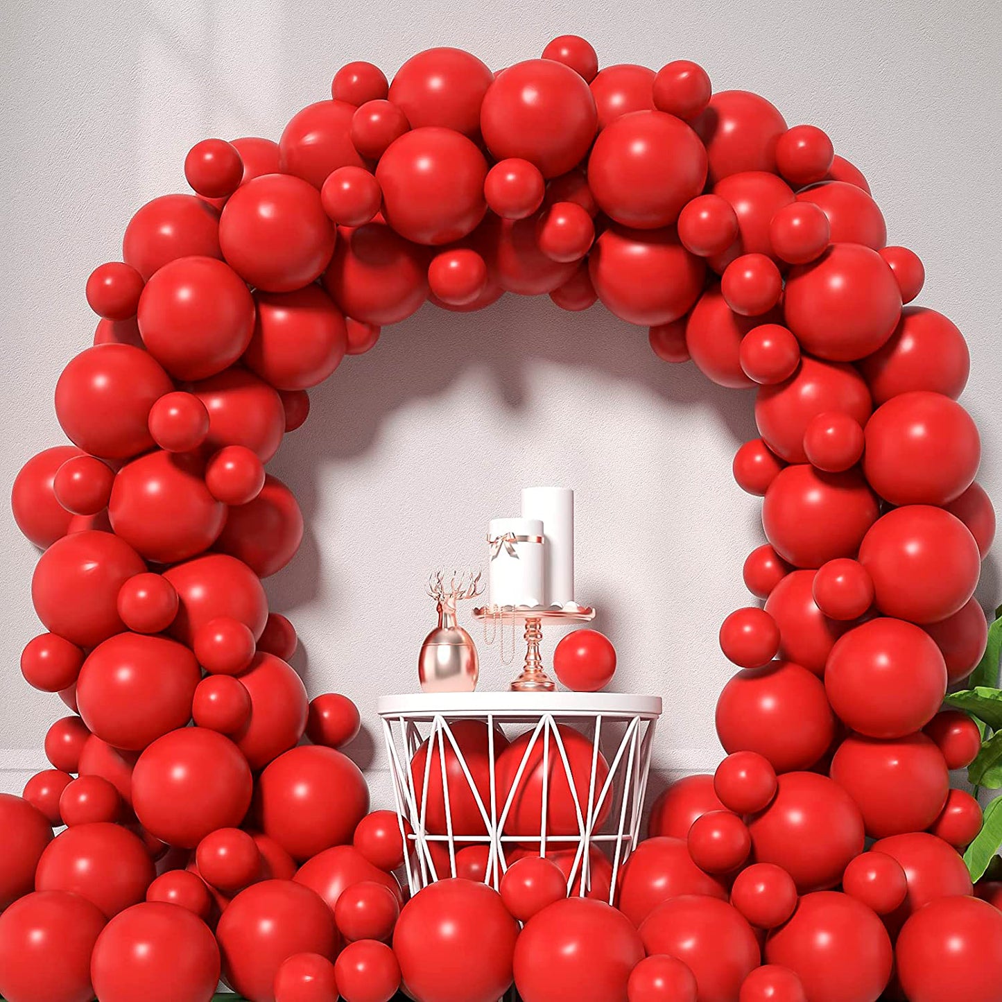 scarlet red balloon arch decoration