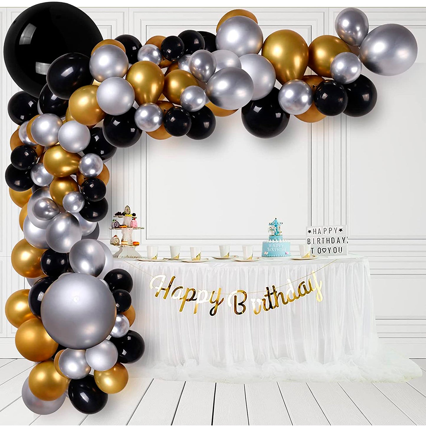 jet black balloon arch decoration 1