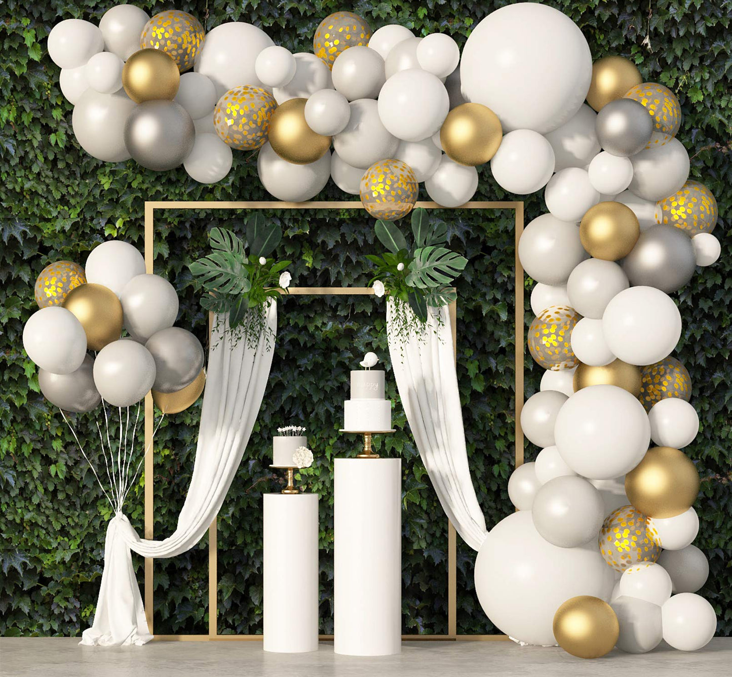 12" white pearled wholesale balloon arch decoration 1